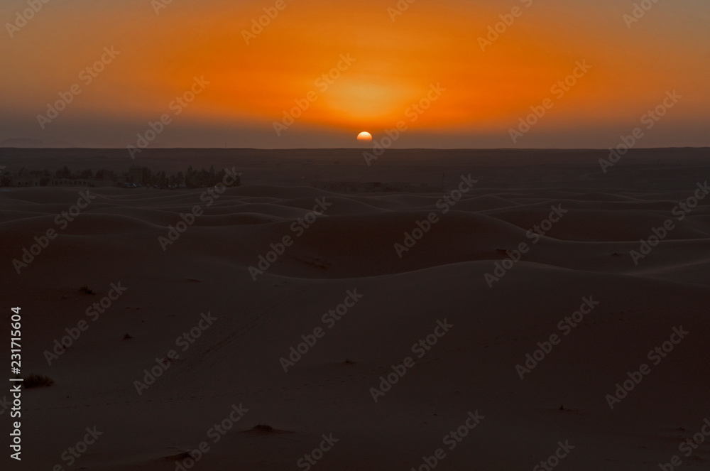 Sunset over the Sahara at Merzouga, Morocco