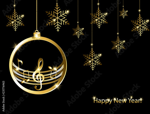 New year card with music background
