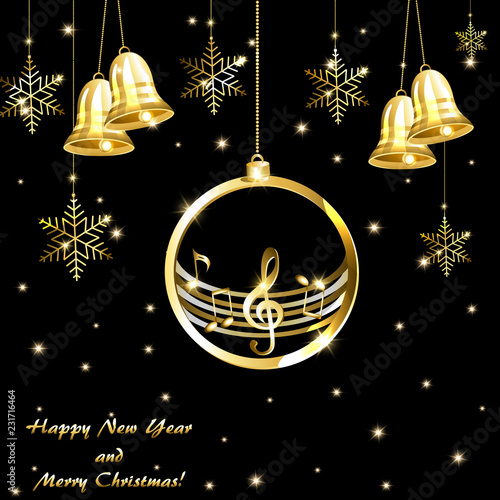 New year card with music background