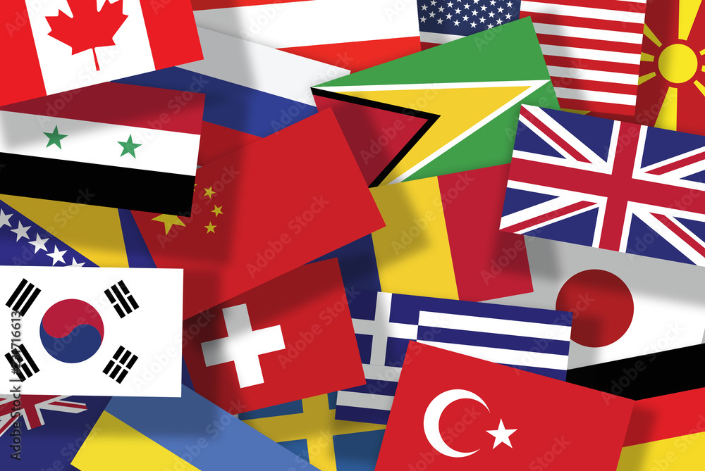 Colorful flags of different countries of the world Stock Illustration ...