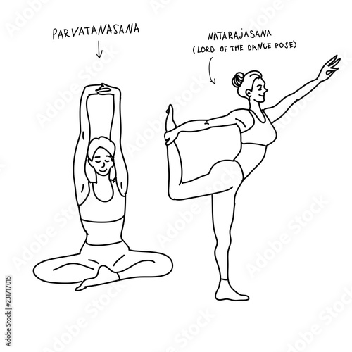 Parvatanasana, Natarajasana yoga poses