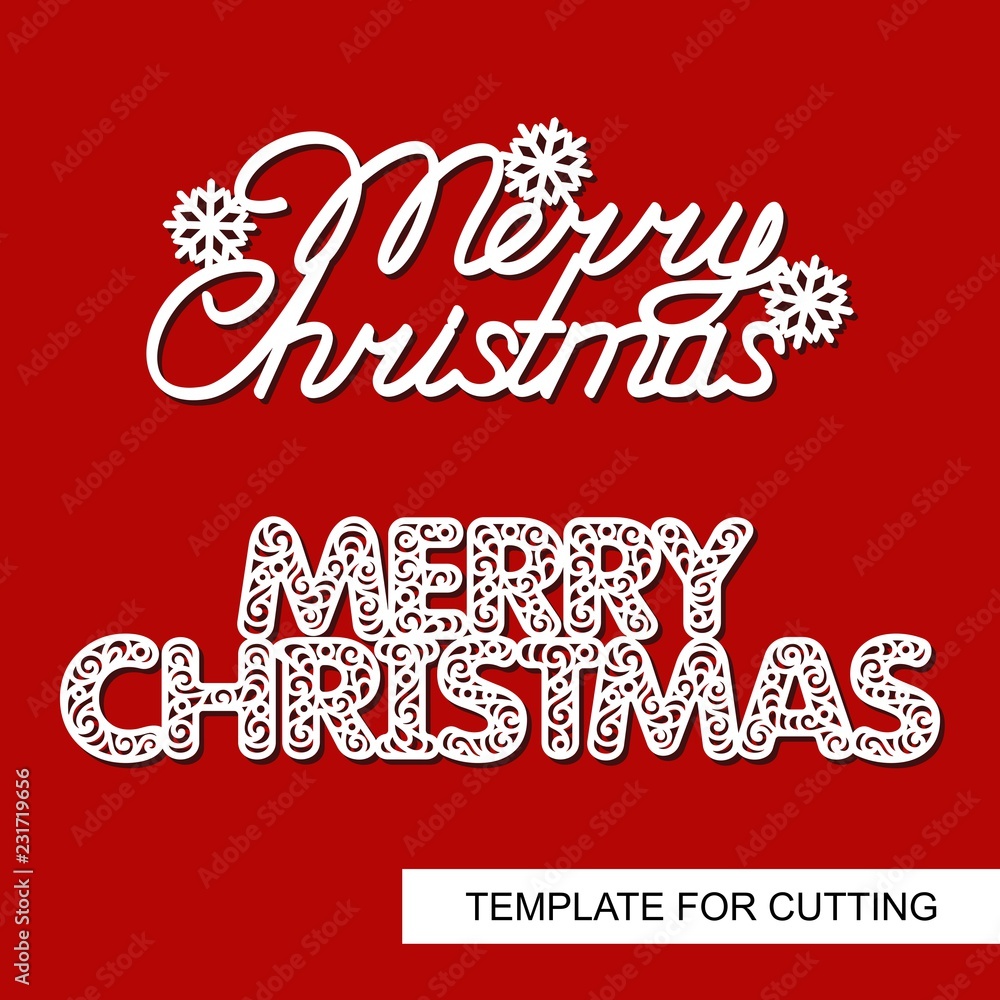 Lettering Merry Christmas. Template for laser cutting, wood carving ...