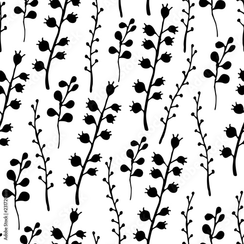Floral seamless pattern. Vector nature bright background. Flourish wallpaper with plants Inflorescences