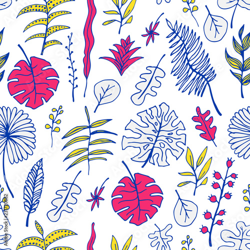 Floral seamless pattern. Vector nature bright background. Flourish wallpaper with plants Inflorescences