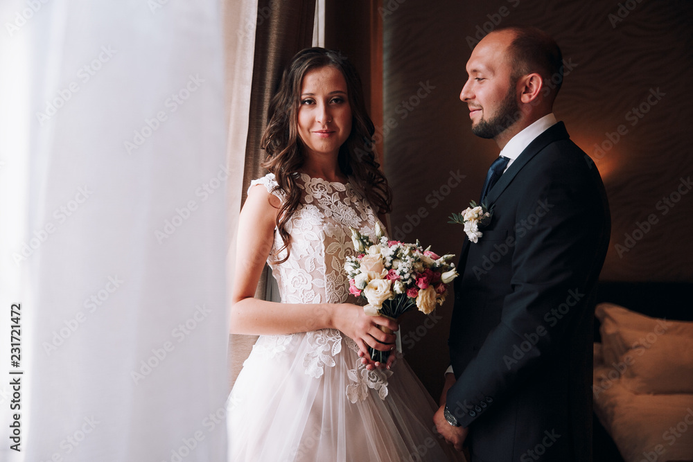 Wedding photo.Bride and groom together Wedding photo.Bride and groom together