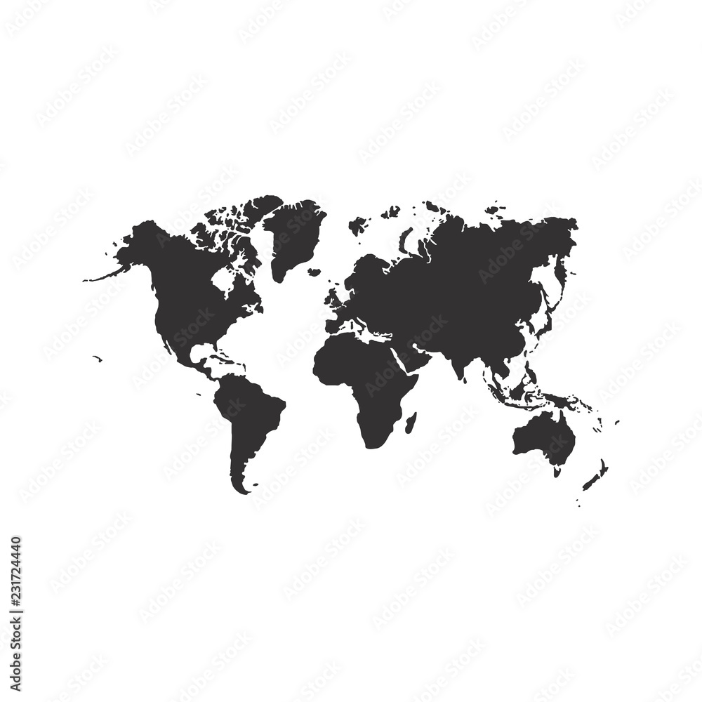 Vector world map silhouette. World map clip art. vector de Stock | Adobe  Stock