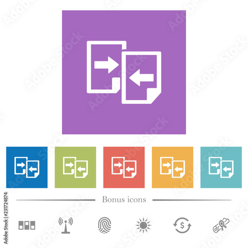Share documents flat white icons in square backgrounds photo