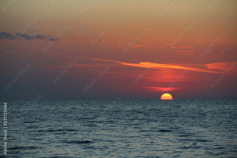 Beautiful view of the sea at sunset. Abkhazia.