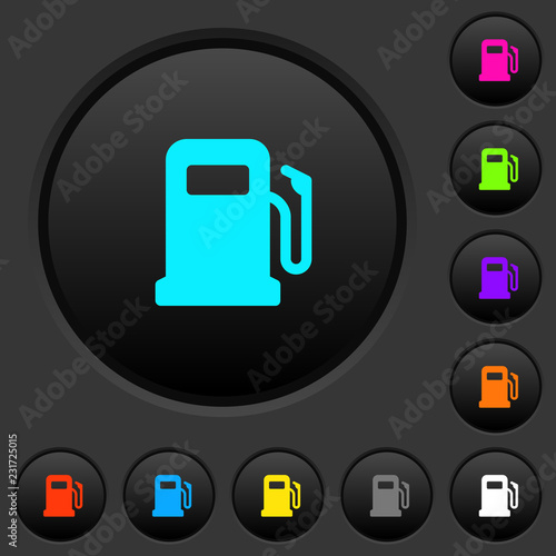 Gas station dark push buttons with color icons