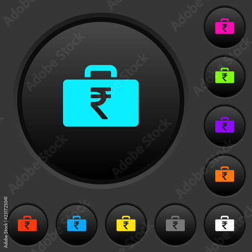 Indian Rupee bag dark push buttons with color icons