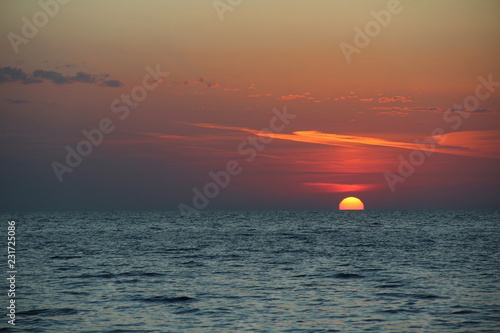 Fototapeta Naklejka Na Ścianę i Meble -  Beautiful view of the sea at sunset. Abkhazia.