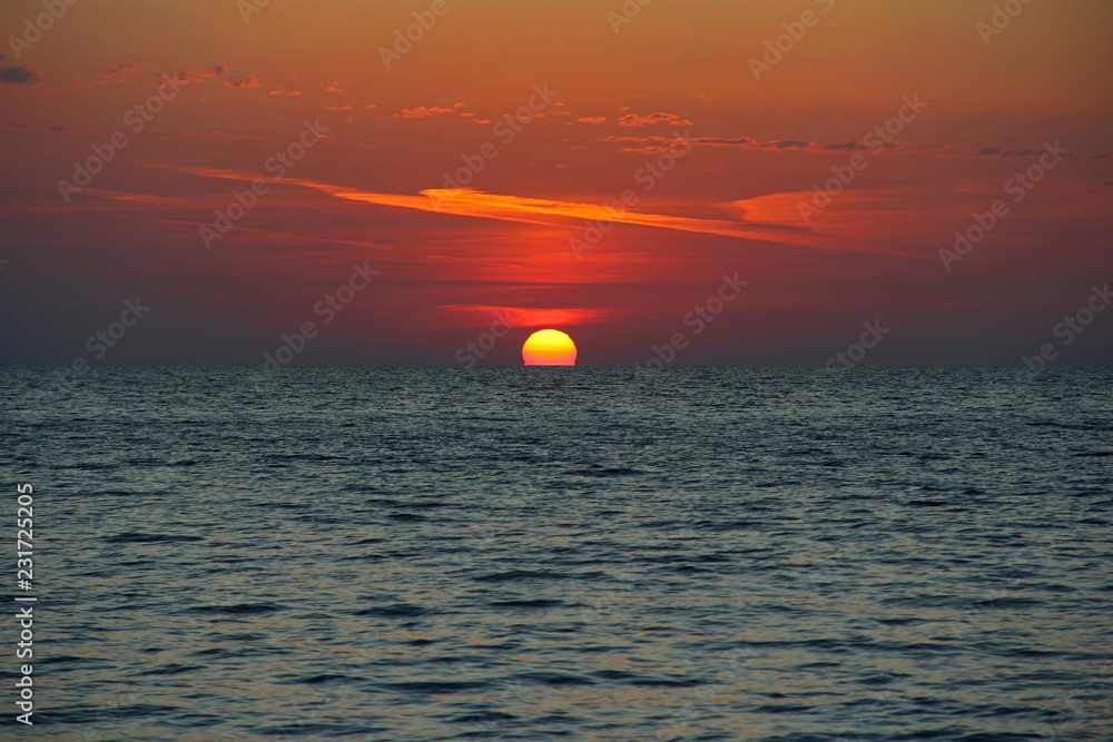 Beautiful view of the sea at sunset. Abkhazia.