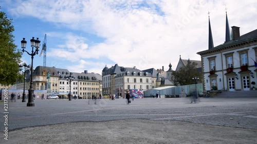 Time lapse of the place Guillaume II (in Luxembourgish: Knuedler) is a central square in the city of Luxembourg, in the Ville-Haute district. Filmed in october 2018. photo