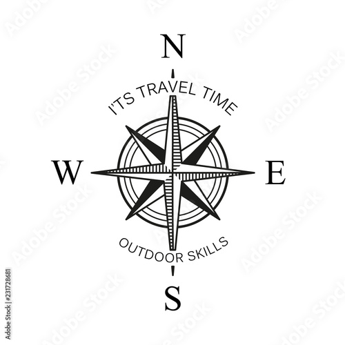 vintage or old different style like globe and arrows compasses for west and east, north and south navigation. Perfect for marine and nautical, ship and topography, maritime theme