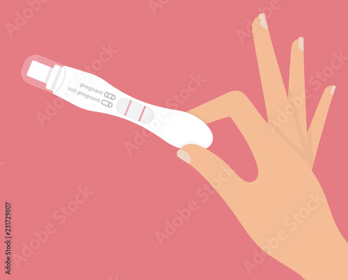 Woman's hand holding positive pregnancy test