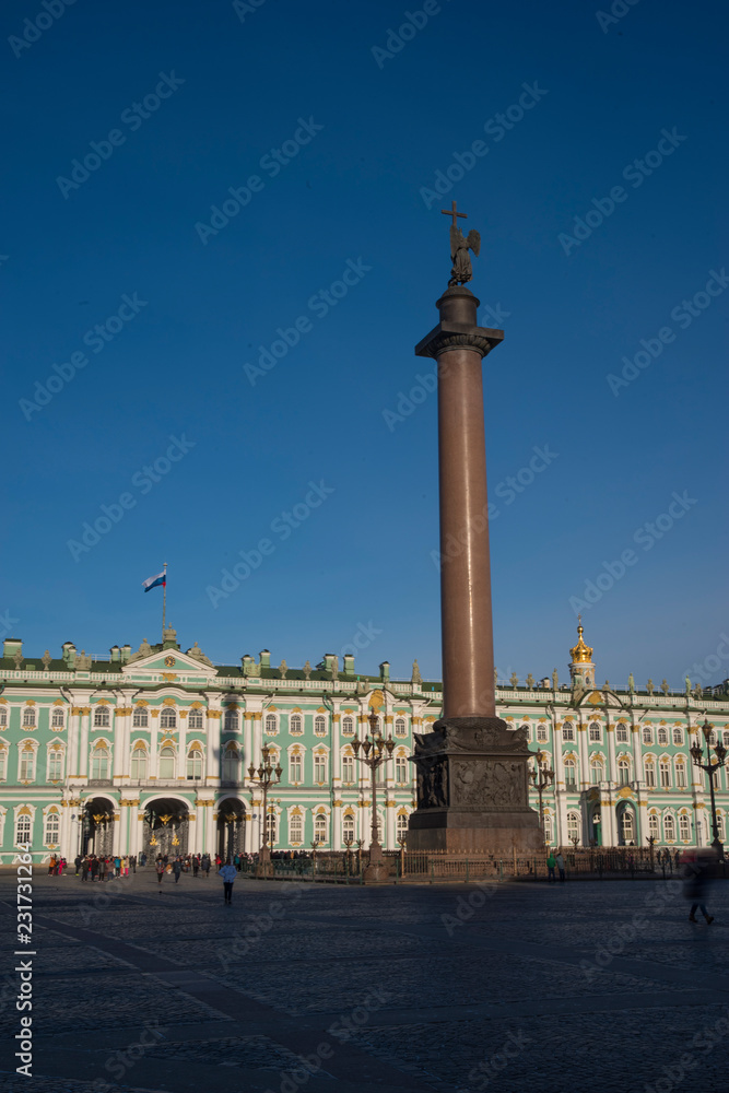 Alexander Column in the center of Palace Square