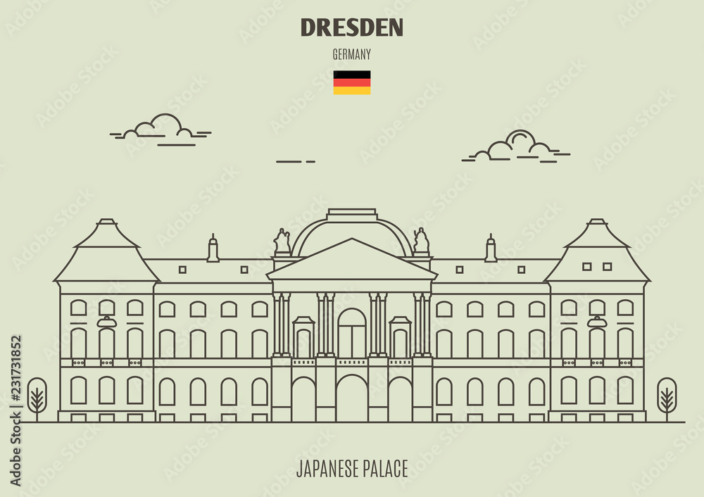 Japanese Palace in Dresden, Germany. Landmark icon