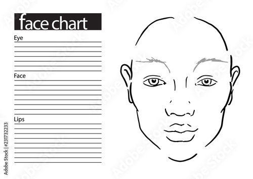 Face chart Makeup Artist Blank. Template. Vector illustration.
