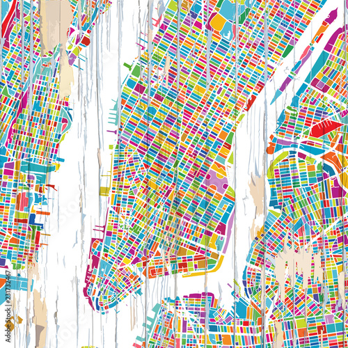 Colourful New York City map