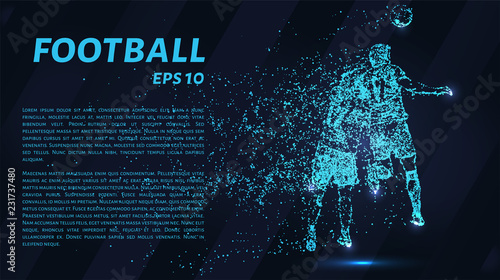 Football blue points of light. Two players play football with their heads.