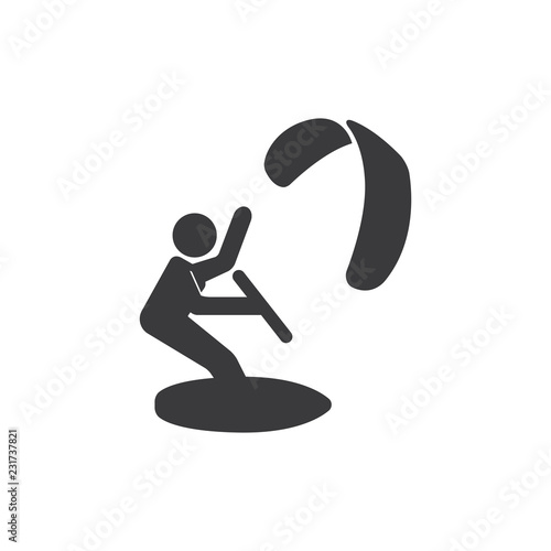 Kitesurfing vector icon