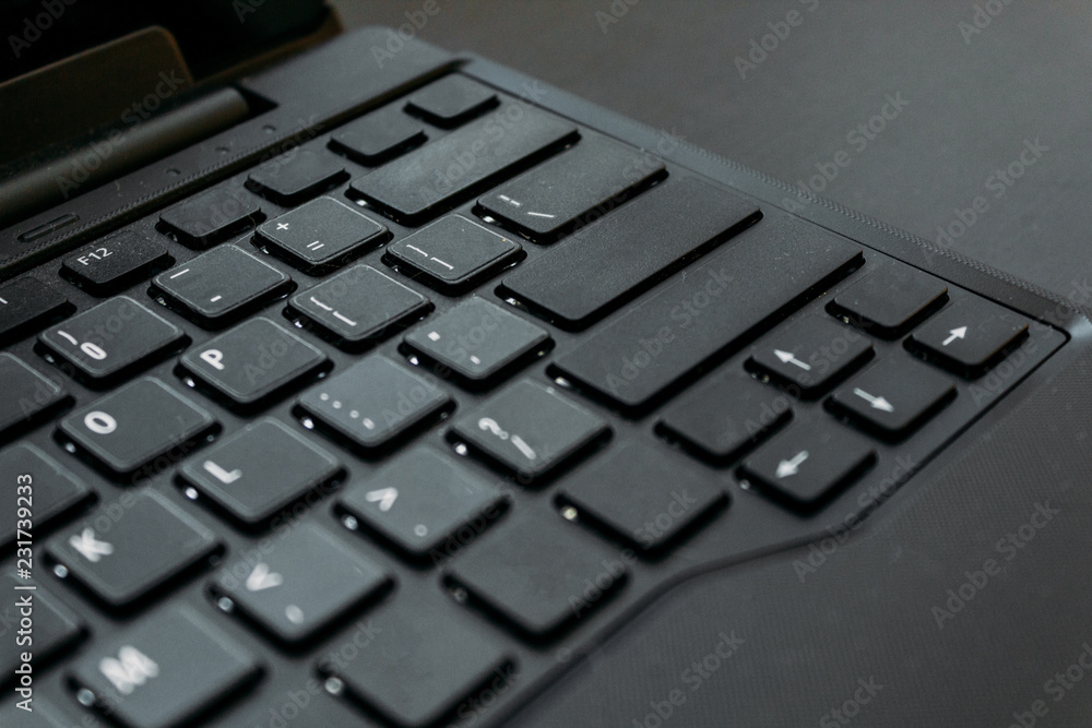 Close up of black keyboard of a laptop