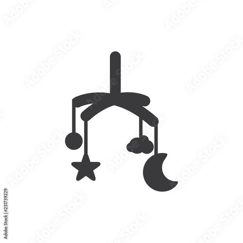 Baby crib mobile toy vector icon