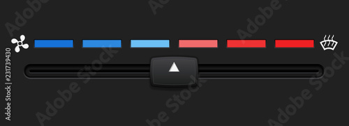 Car dashboard elements with level slider. For temperature