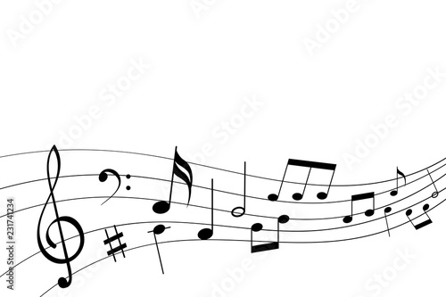 Abstract musical symbols on note staff