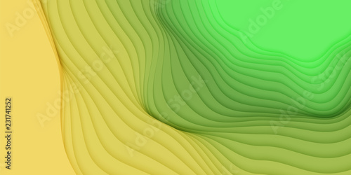 Vector 3D abstract background with paper cut shapes. Colorful carving art. Paper craft landscape with gradient fade colors. Minimalistic design layout for business presentations, flyers, posters.