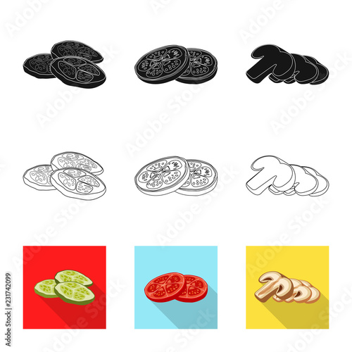 Vector design of burger and sandwich symbol. Set of burger and slice vector icon for stock.