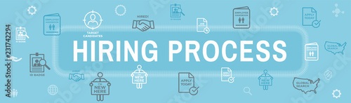 New Employee Hiring Process icon set and Web Header Banner