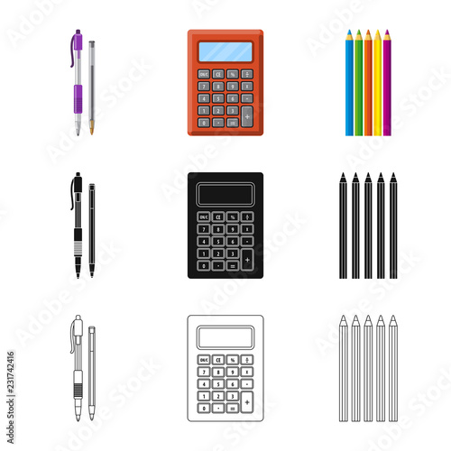 Isolated object of office and supply symbol. Set of office and school stock vector illustration.