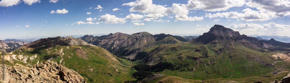 View of the Colorado Rocky Mountains.  Taken from the summit of Matterhorn Peak, Uncompahgre Peak can be seen in the distance.  
