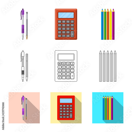 Vector illustration of office and supply sign. Set of office and school vector icon for stock.