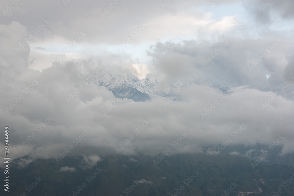 Cloudy View of Himalayan Mountain in Khaliya Top, Munsyari, Uttarakhand, India