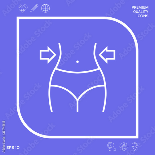 Women waist, weight loss, diet, waistline line icon. Graphic elements for your design