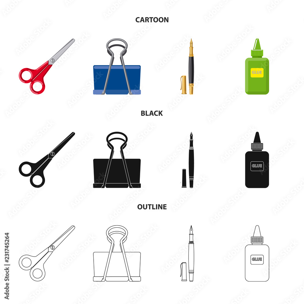 Isolated object of office and supply sign. Collection of office and school stock vector illustration. Isolated object of office and supply sign. Collection of office and school stock vector illustration.