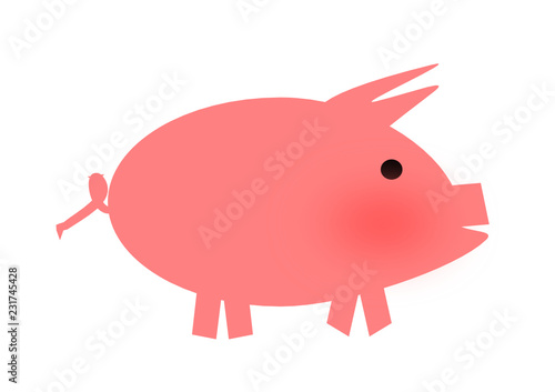 cochon rose sur fond blanc