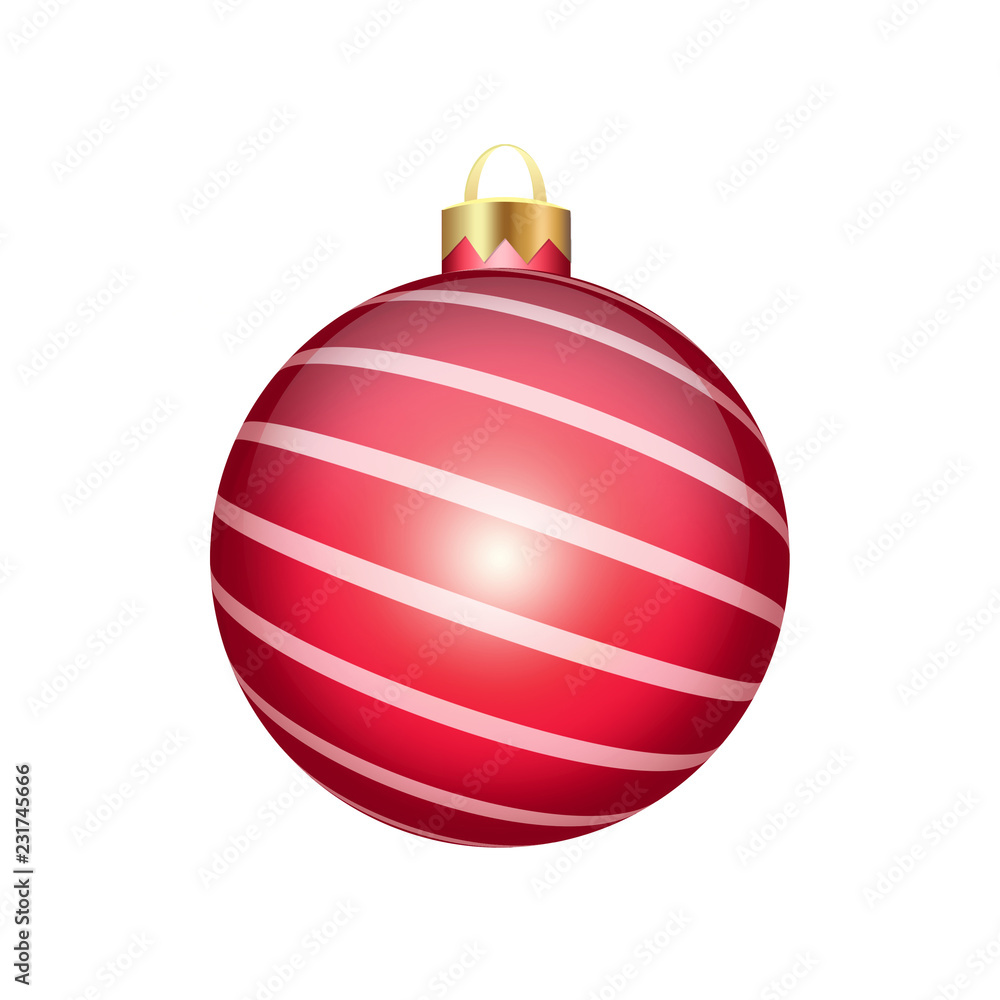 Red Christmas ball isolated on white Red Christmas ball isolated on white
