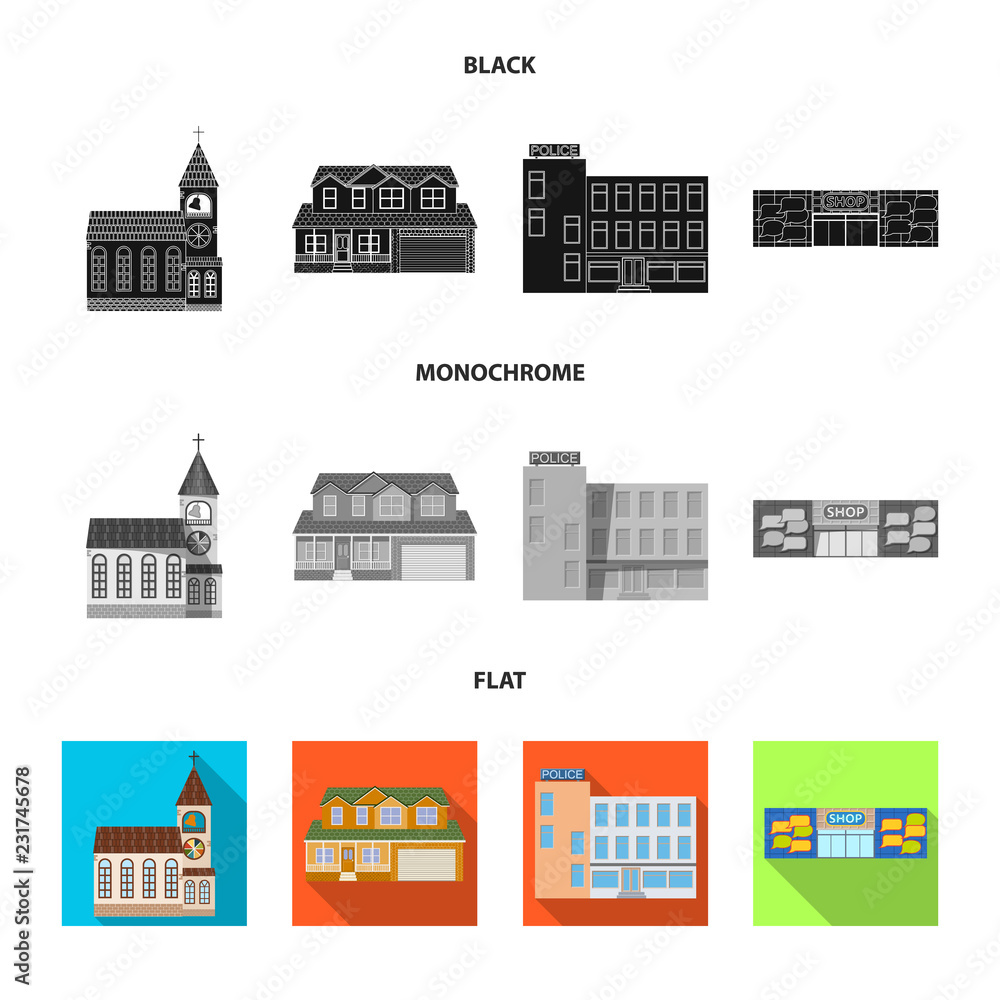 Vector design of building and front logo. Set of building and roof vector icon for stock.