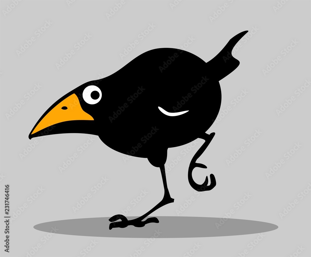 Funny cartoon crow Stock Illustration | Adobe Stock