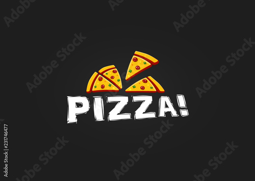 Icon of Pizza slice. Modern Pizzeria logo template. Italian Food Restaurant Emblem. Fast food cafe logotype design Vector illustration. Vectors.