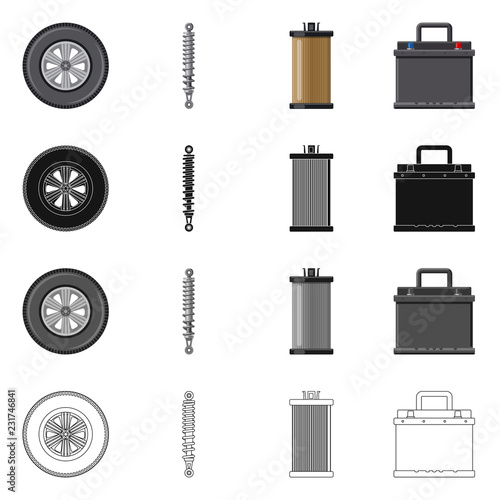 Wallpaper Mural Isolated object of auto and part icon. Set of auto and car stock vector illustration. Torontodigital.ca