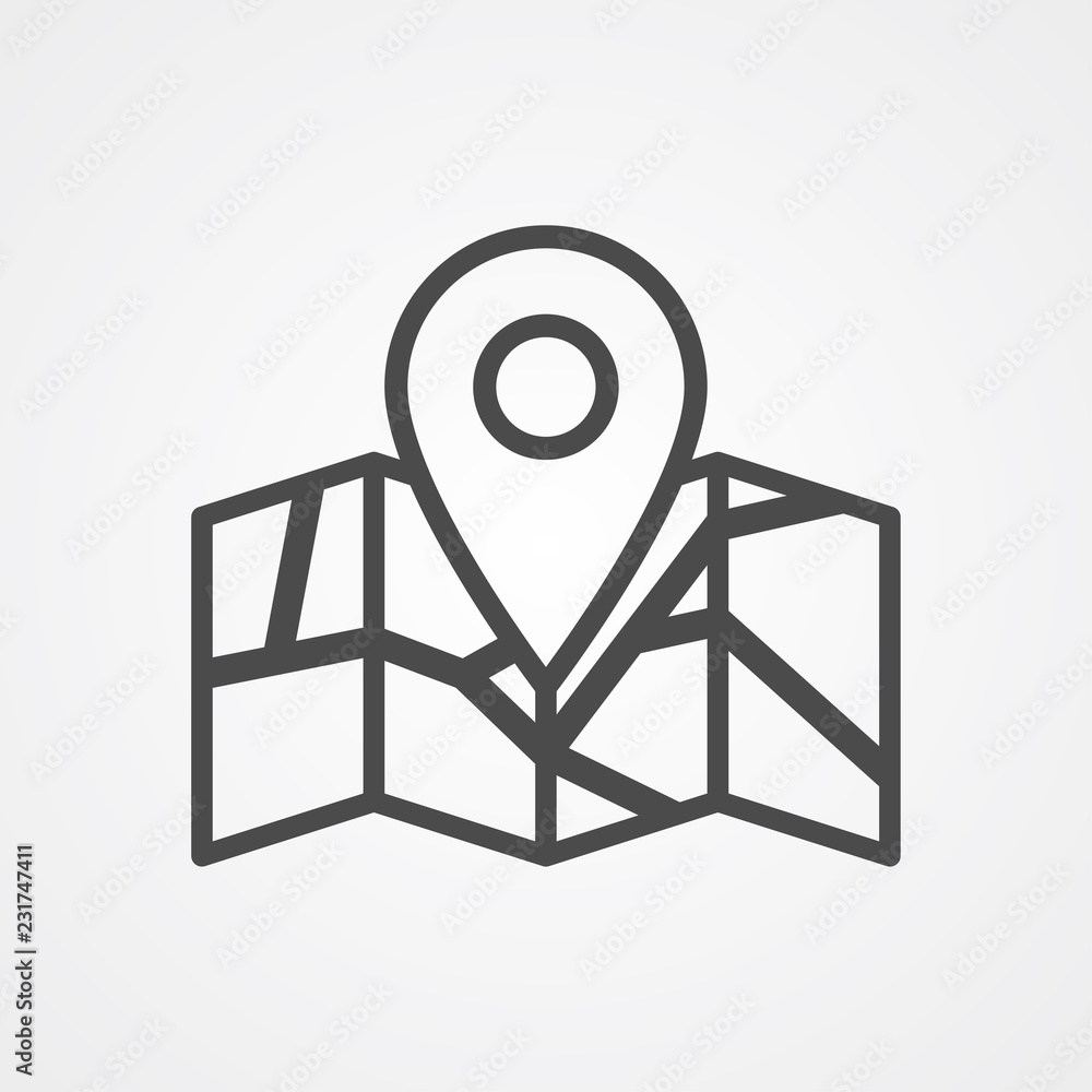 Map vector icon sign symbol Map vector icon sign symbol