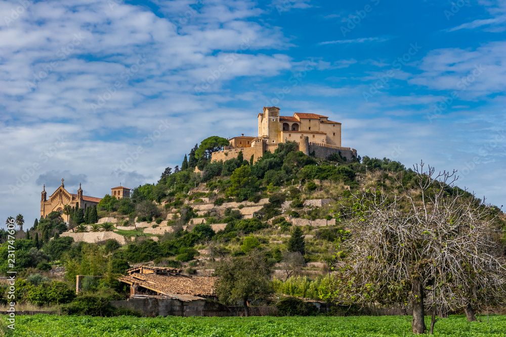 parish church Transfiguració del Senyor and pilgrimage church of Sant Salvador or Santuari de Sant Salvador, Artà, Mallorca, Balearic Islands, Spain parish church Transfiguració del Senyor and pilgrimage church of Sant Salvador or Santuari de Sant Salvador, Artà, Mallorca, Balearic Islands, Spain