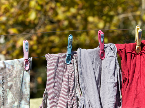 Obraz na płótnie Cloths on washing line w salonie
