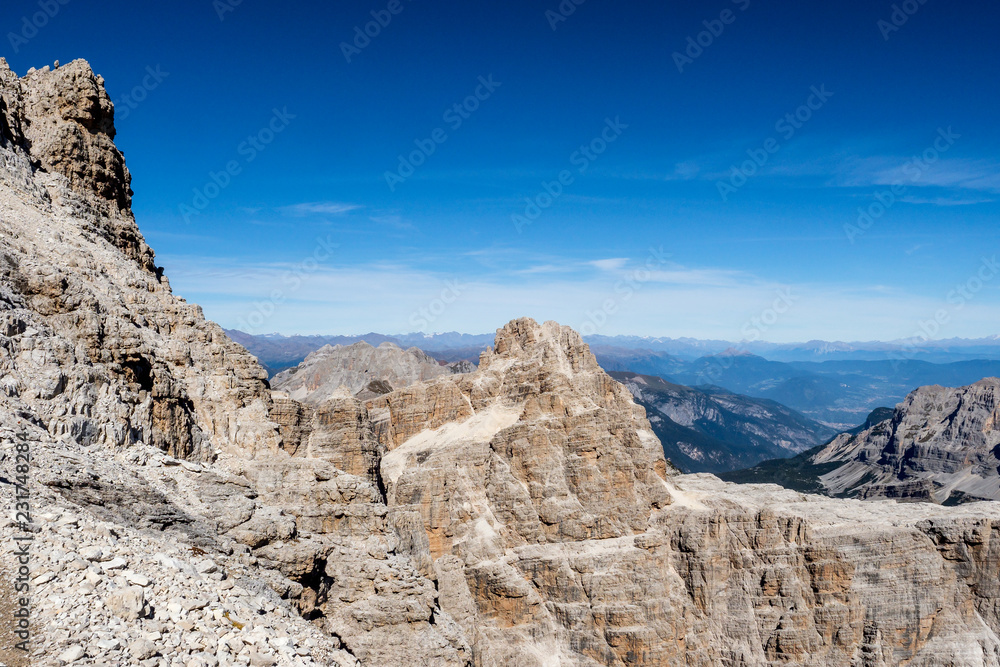 Fototapeta premium View of the mountain peaks Brenta Dolomites. Trentino, Italy