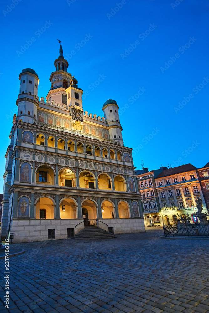 Fototapeta premium Facade and tower of the Renaissance town hall in Poznan.