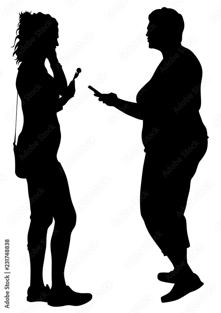 Young woman with phone on a white background Young woman with phone on a white background